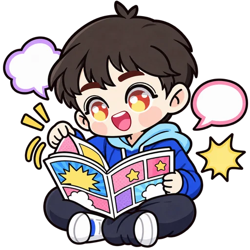 มาสคอตนักอ่าน MyNovel กำลังอ่านการ์ตูน